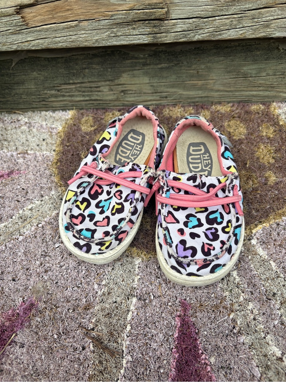 Hey Dude Kids' Multicolor Heart Print Slip-On Shoes - Pink Trim